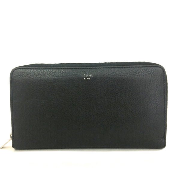 CELINE Logo Leather Zippy Zip Around Long Wallet /1E9104 - Picture 1 of 8